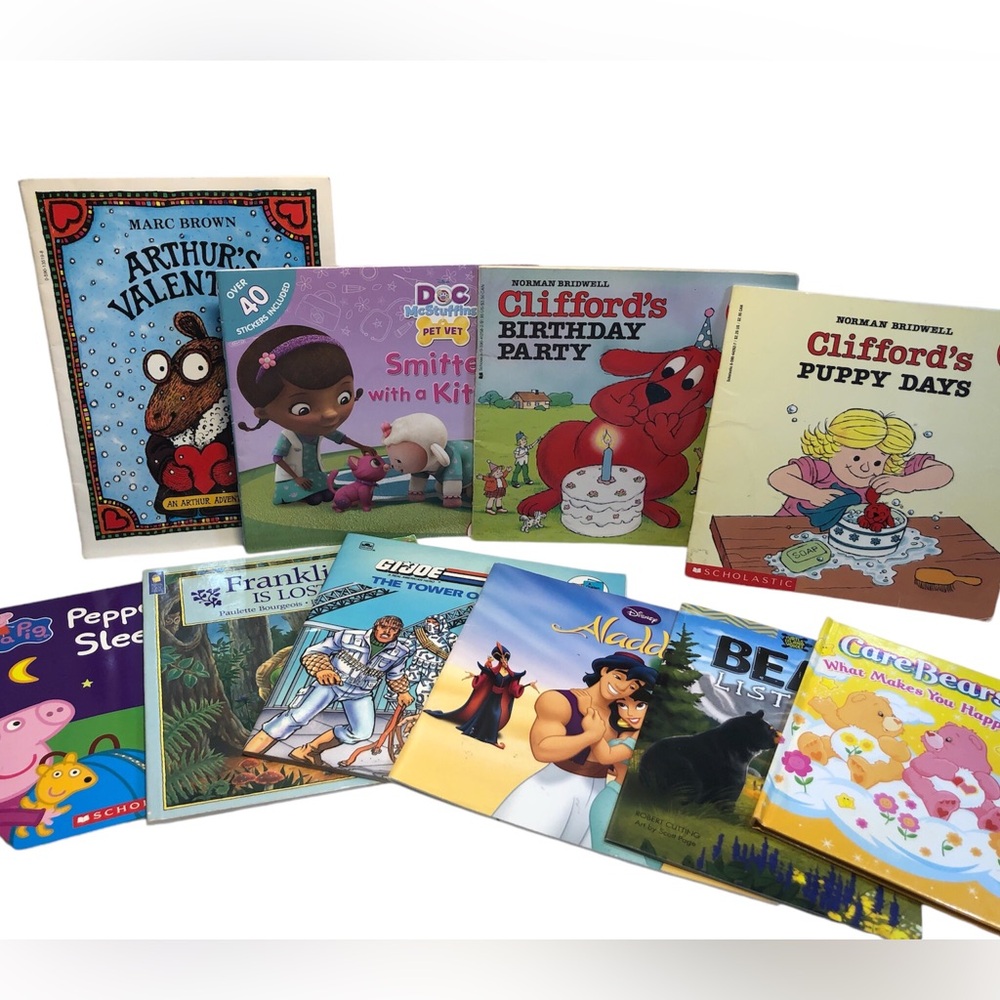 Lot of 10 Children’s Books, some Vintage: GI Joe, Clifford, Franklin, Peppa